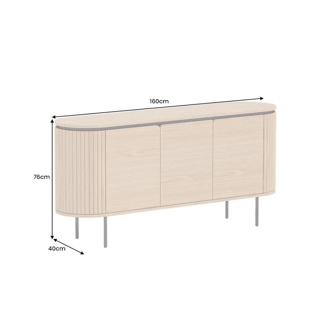 Buffet 160 cm 3 porte rovere chiaro e nero – Collezione SÖREN