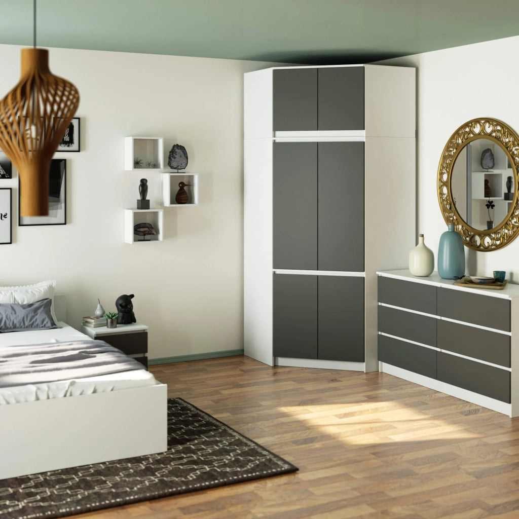 Sopralzo per armadio AKORD S100 Bianco 100 cm 2 ante inseto frontale Grigio Grafite 100x50x55 cm