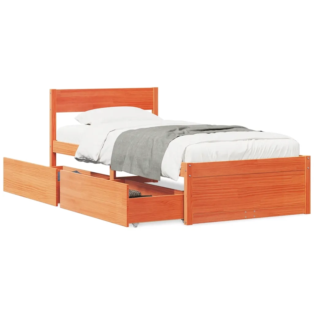 Letto senza Materasso Marrone Cera 100x200 cm in Legno di Pino 846791