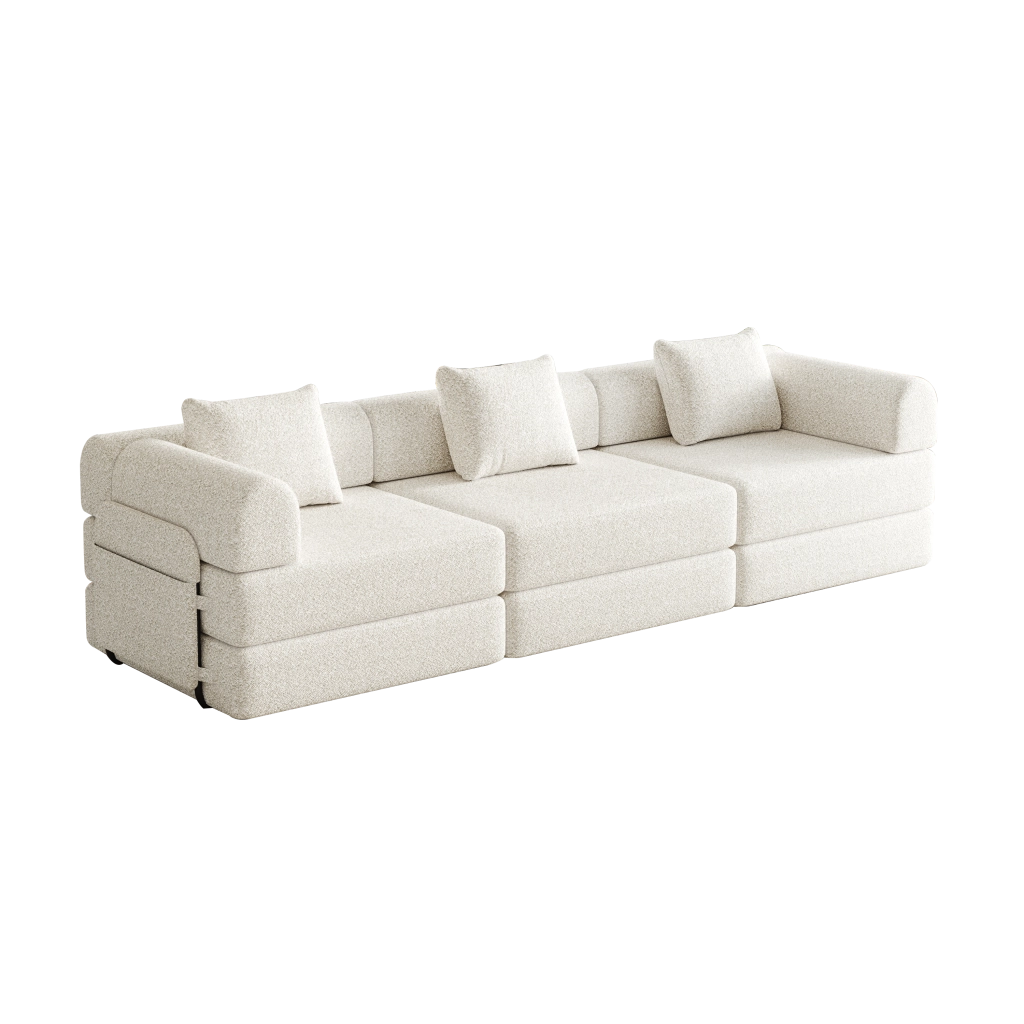 Divano Letto 2 in 1 con Vano Portaoggetti ¨C MINIMAL ¨C Chenille, Struttura in Metallo