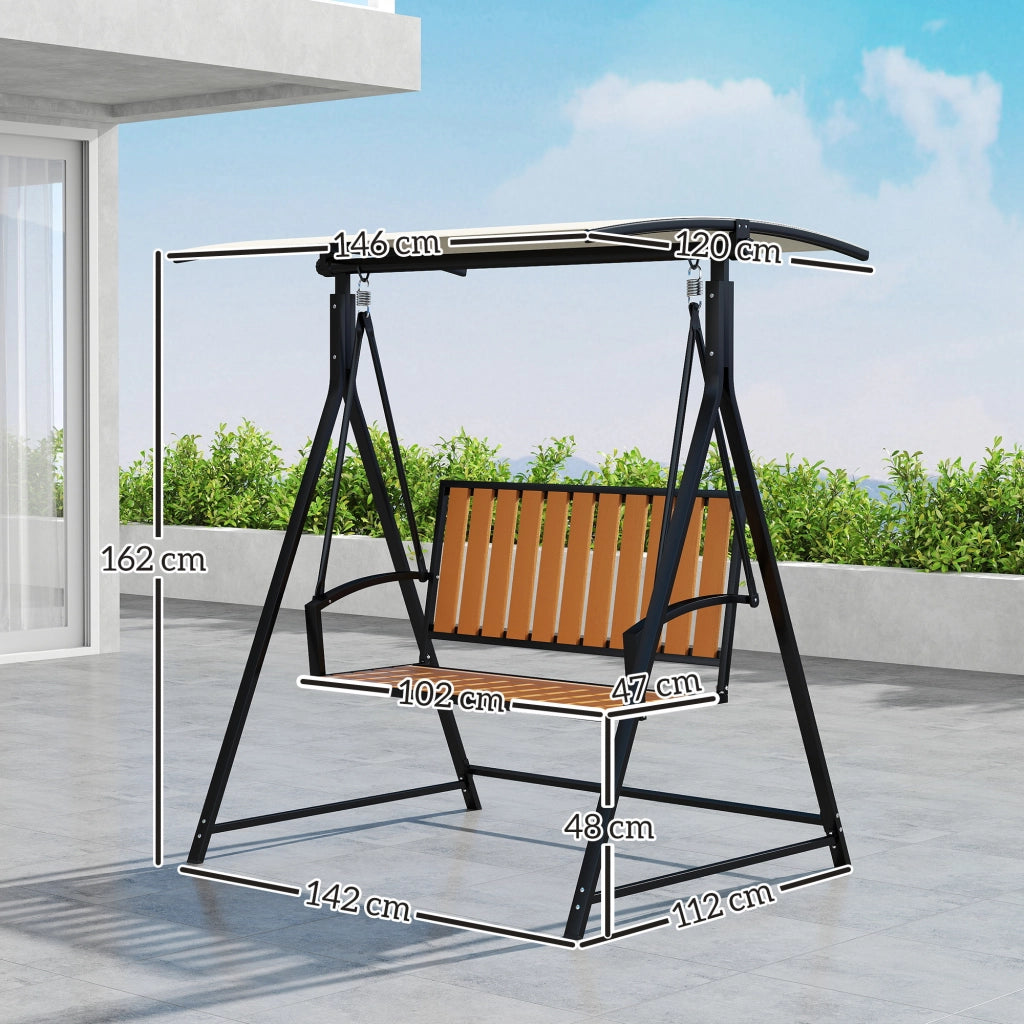 Altalena da giardino con tettoia regolabile, 2 posti ¨C zephmum ¨C nero, polyrattan, 142x112x162cm