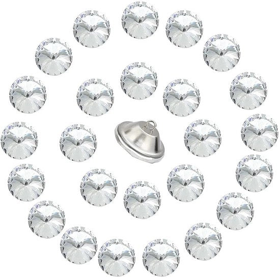 Meubelknoppi in Cristallo - 60 pezzi - Ronde - Strass - Zilver - 20 mm
