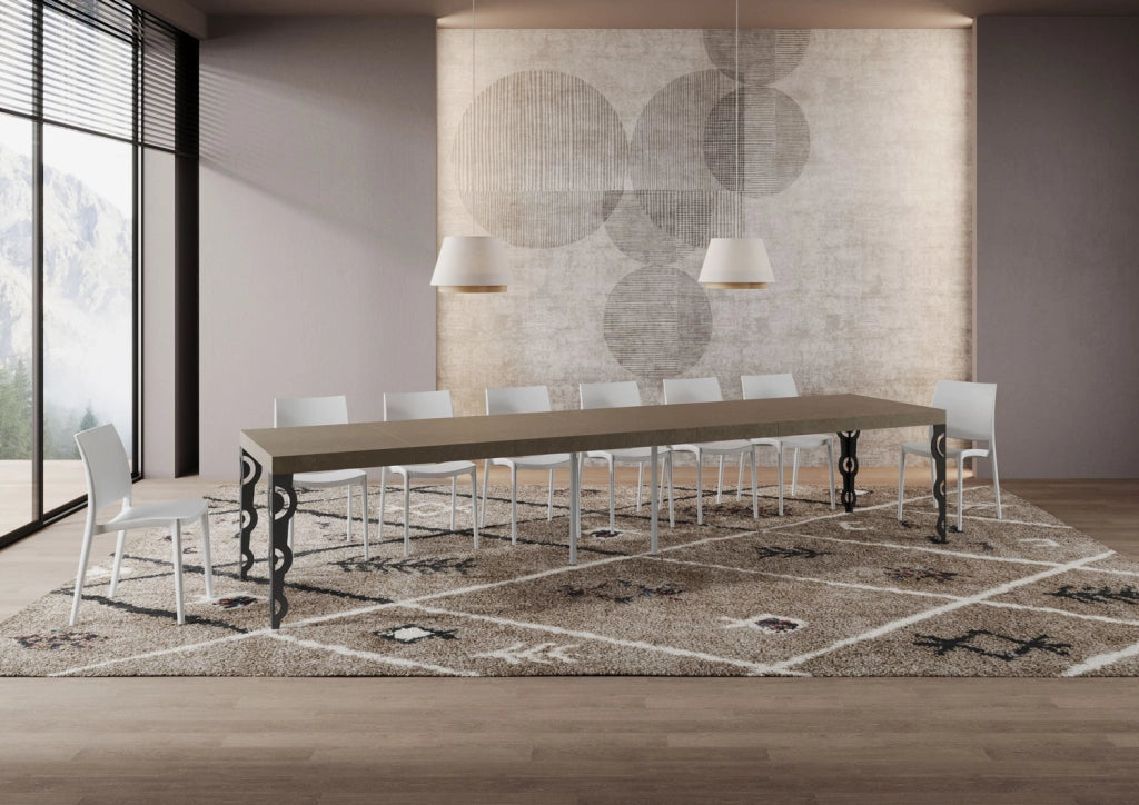 Tavolo Allungabile 120/380x90 cm Karamay Premium Tortora Gambe Antracite