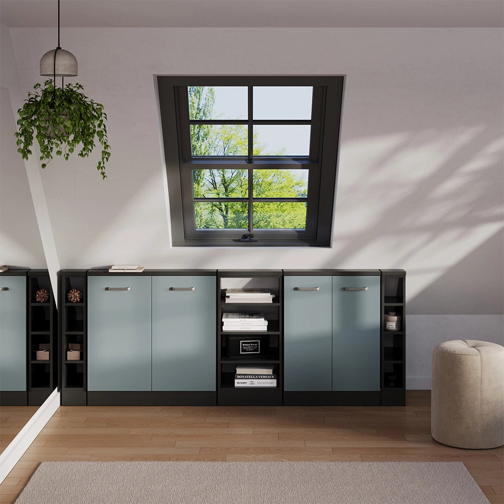 Set di mobili sottotetto Rion Grigio-blu/Antracite Set di 5 Vicco