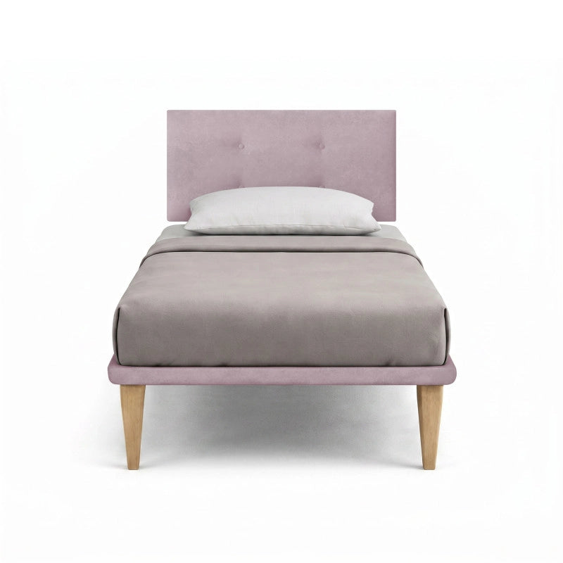 Letto imbottito Singolo 80x200 cm Button - Con rete,Glicine,Microfibra