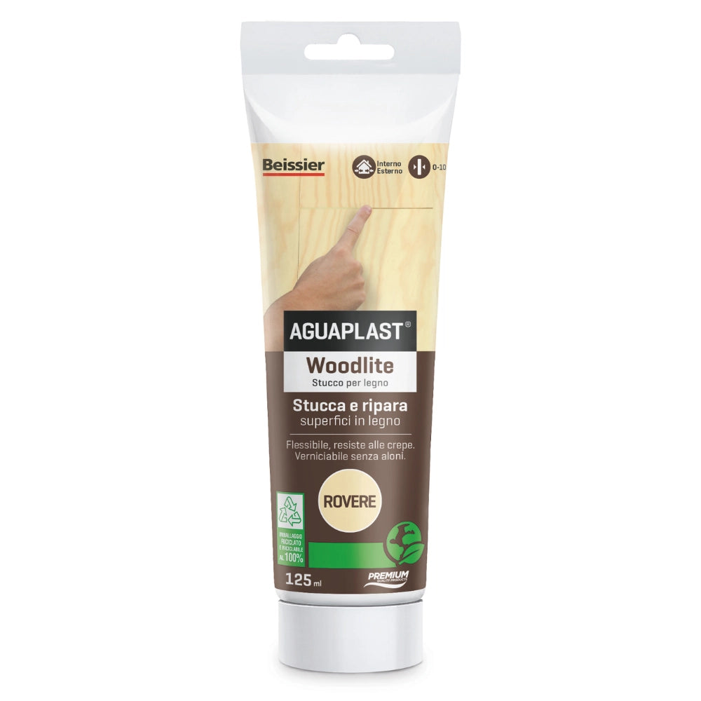 Aguaplast woodlite stucco per legno colorato pronto all’uso verniciabile 125 ml *** colore- rovere, confezione 1