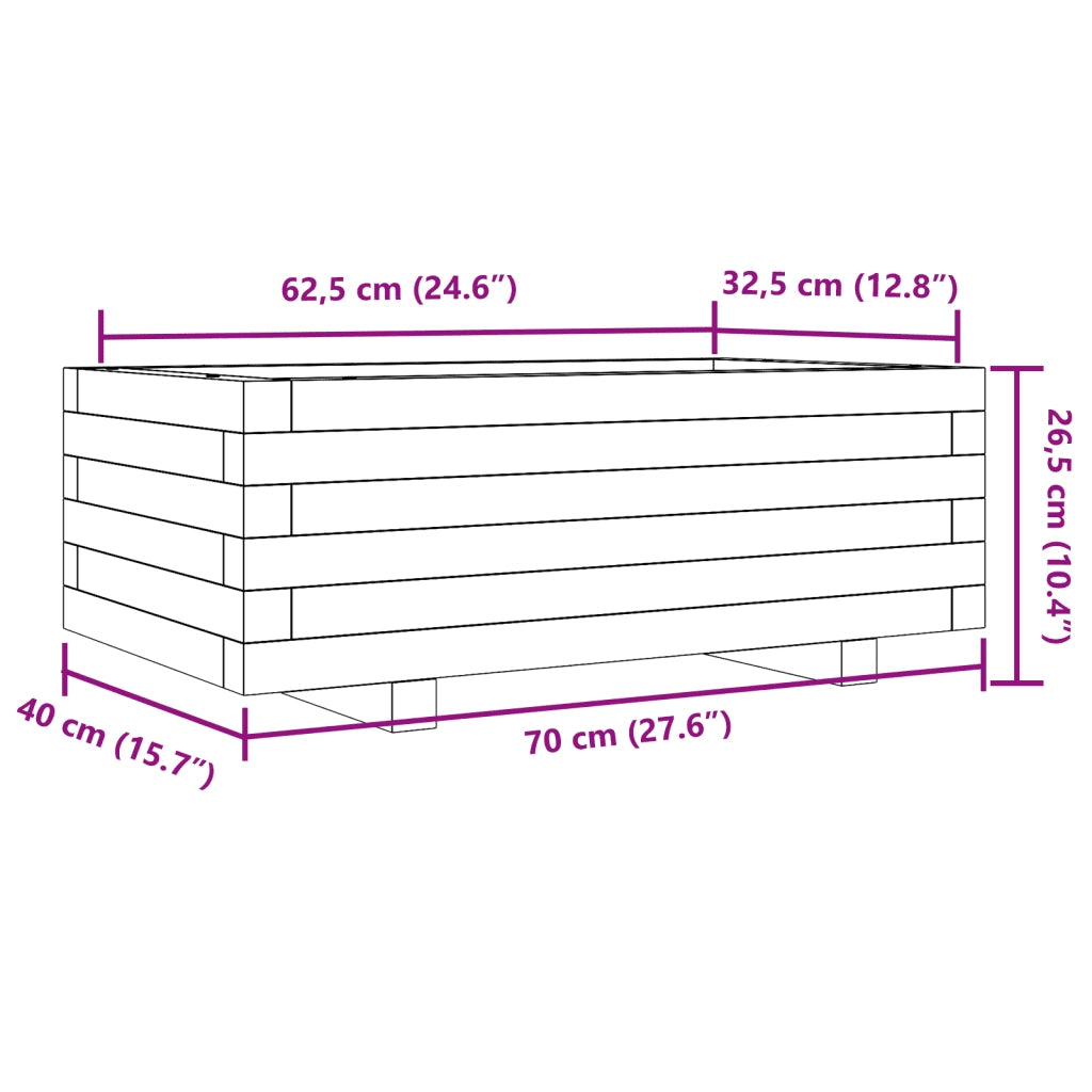 Fioriera Giardino Marrone Cera 70x40x26,5cm Legno Massello Pino 847330