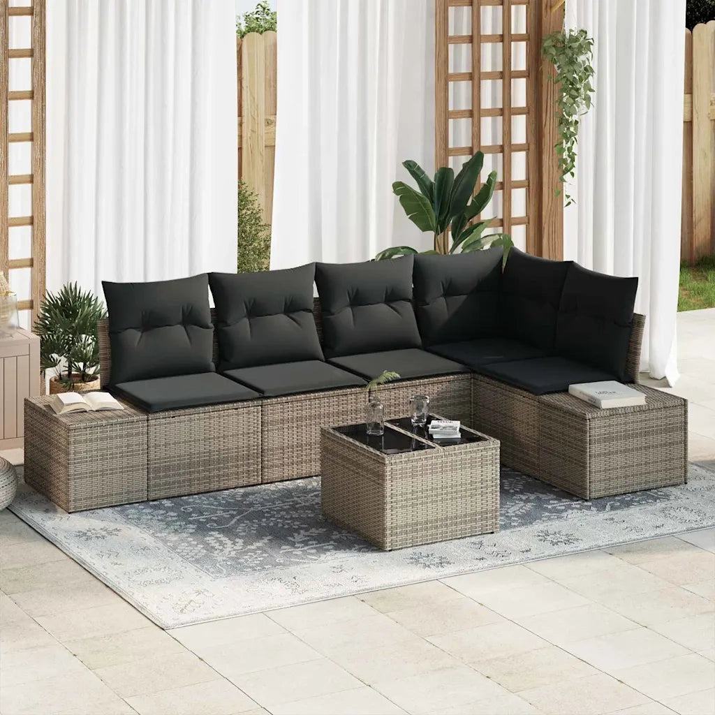 Set Divano da Giardino Grigio chiaro polyrattan
