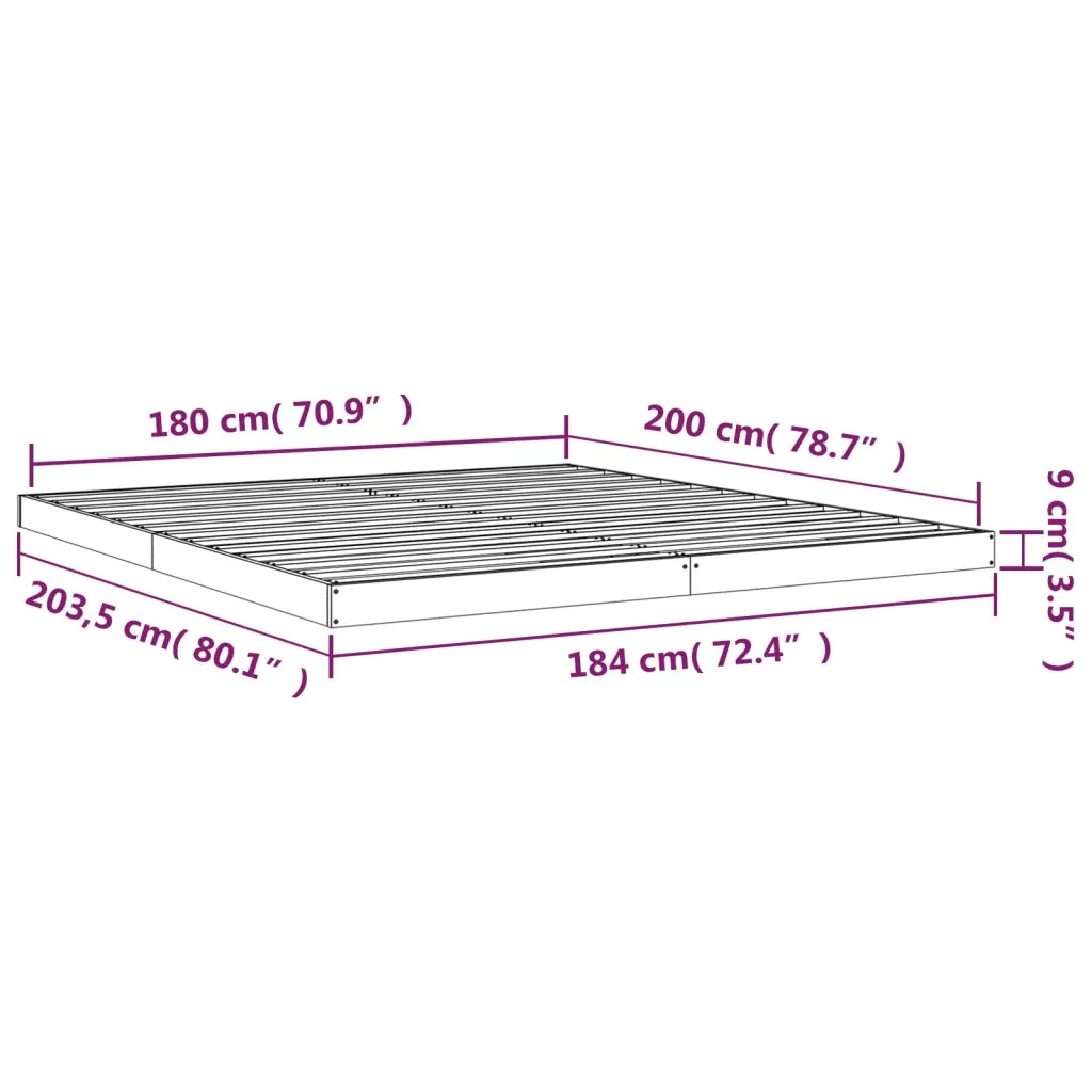 Giroletto senza Materasso Bianco 180x200 cm Legno Massello Pino 823430