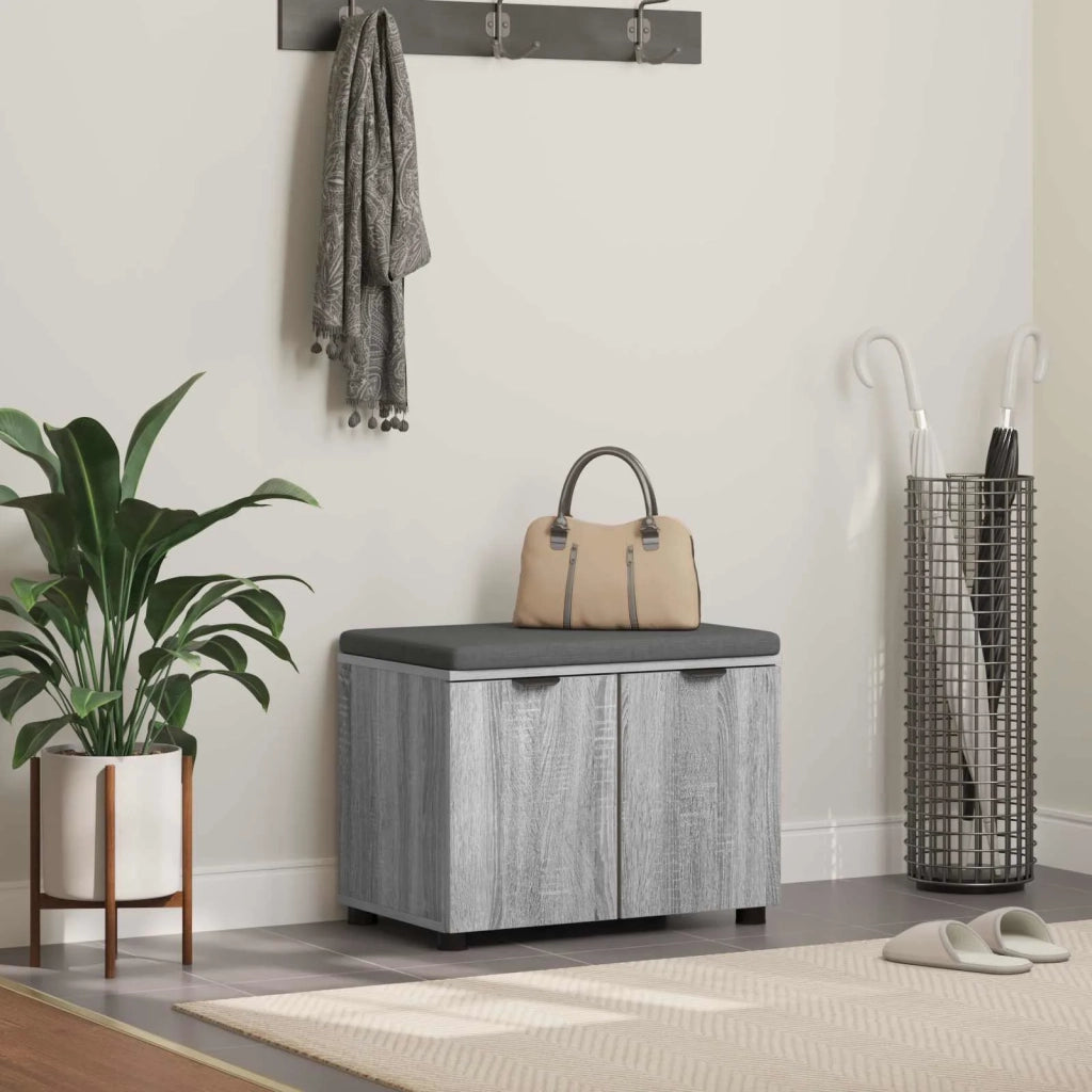 Panca per ingresso con cuscino Sonoma grigia 60 x 38 x 46 cm