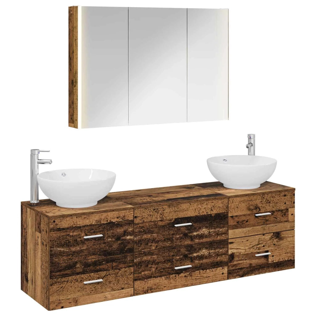Set di mobili per il bagno 4 pcs Legno antico 3406949