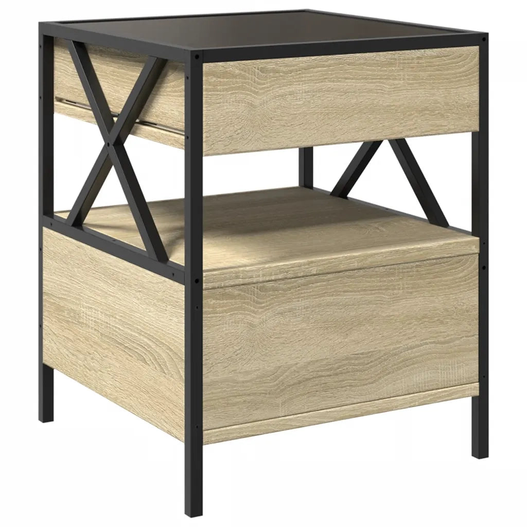 Comodino con LED Infinity Rovere Sonoma 40x40x51 cm