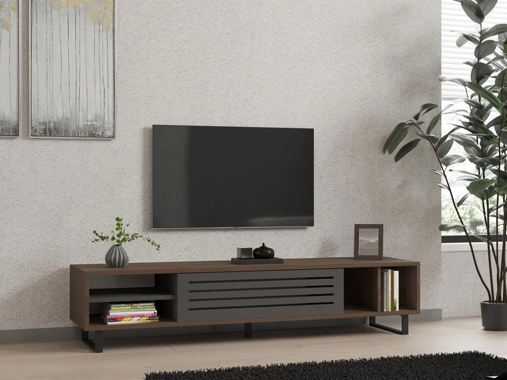 Sovico, Mobile Porta tv un Ripiano, 160x40x35h cm Nero Antracite