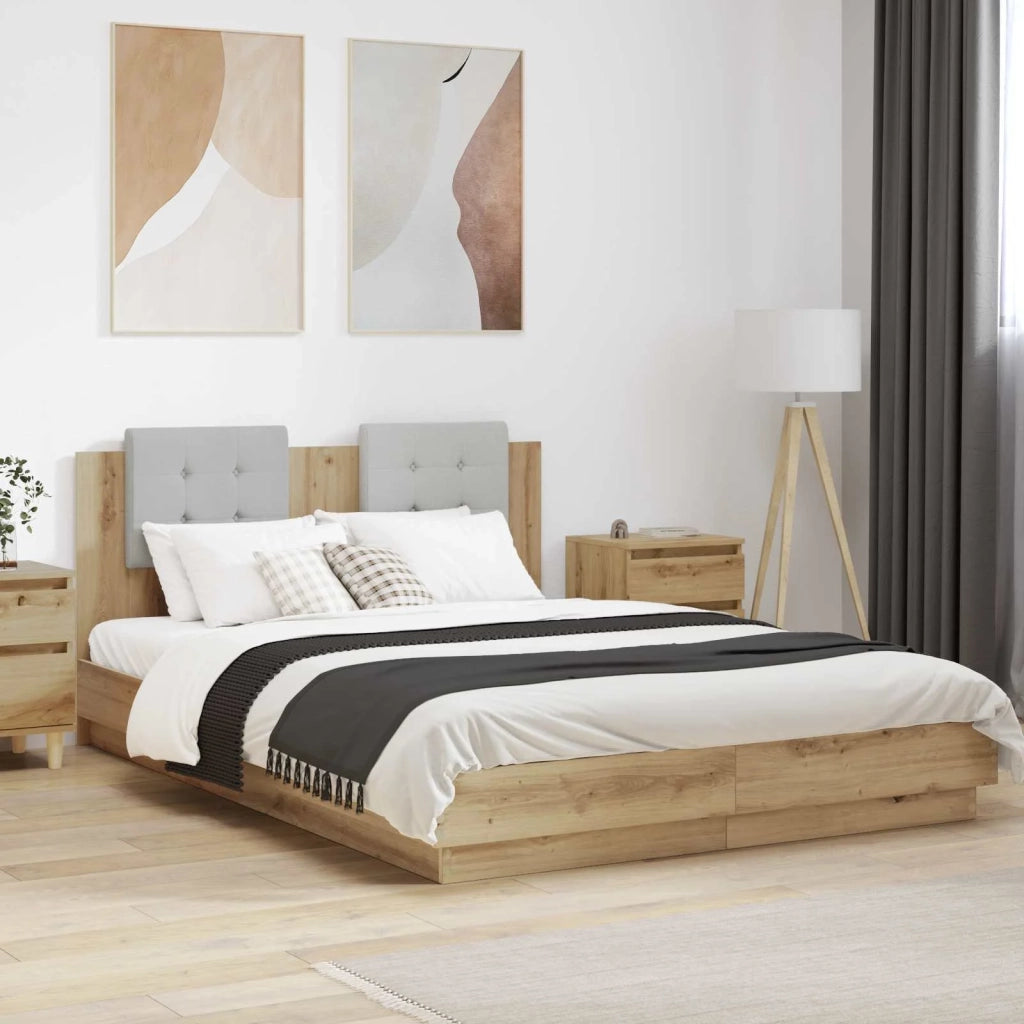Struttura letto con testata-Giroletto Rovere artigianale 160 x 200 cm