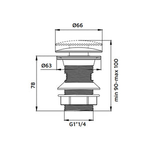 Piletta click clack da 1''1/4 gungrey con troppo pieno