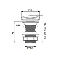 Piletta click clack da 1''1/4 acciaio spazzolato con troppo pieno
