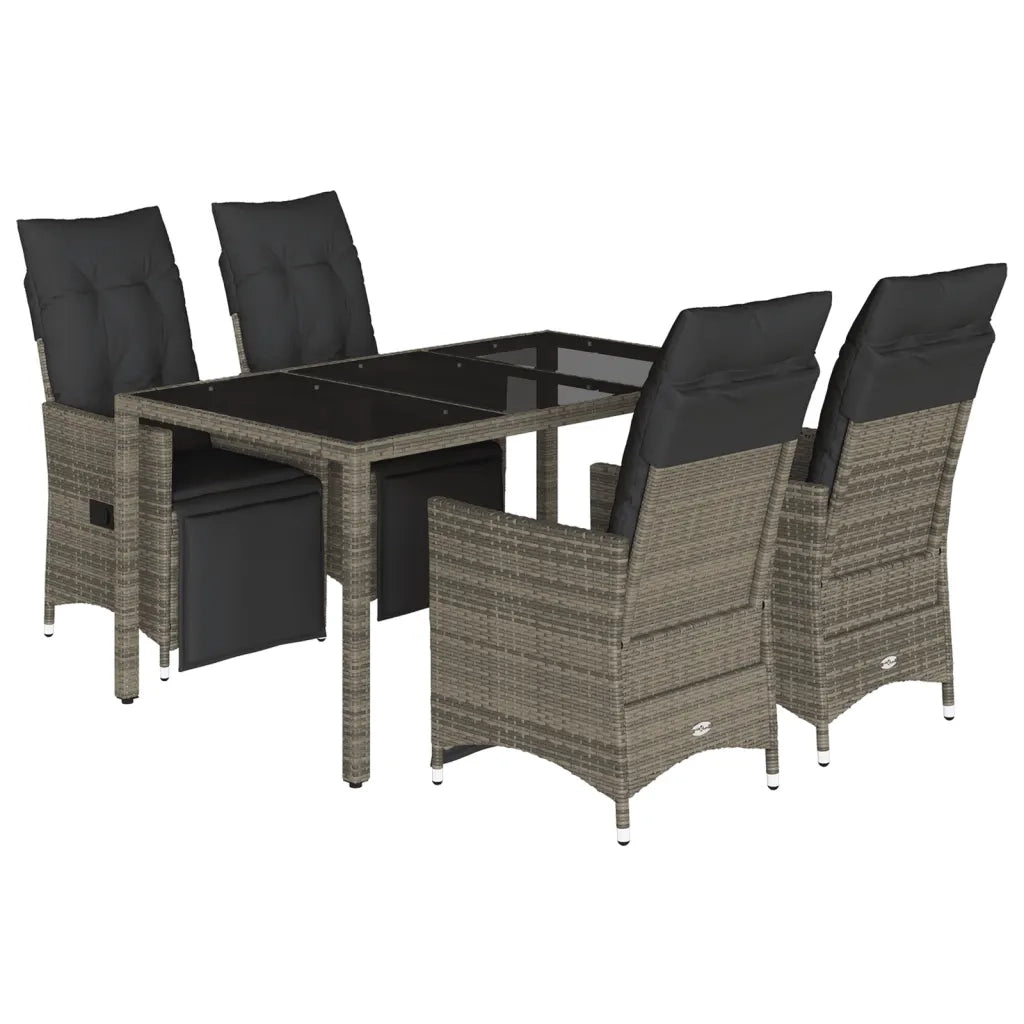 vidaXL Set Bistrò da Giardino 5 pz con Cuscini in Polyrattan Grigio