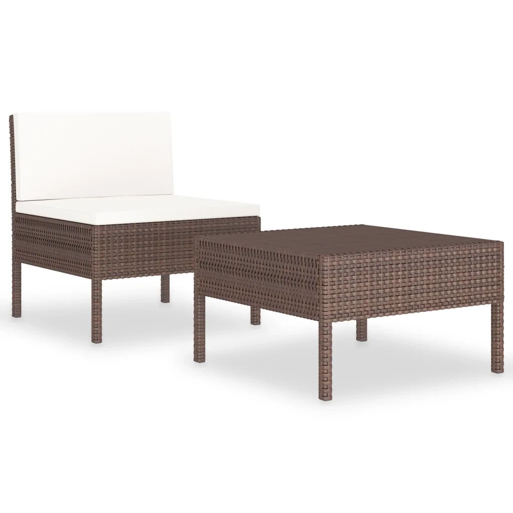 Set Divani da Giardino 2 pz | Set Salotto da Giardino con Cuscini in Polyrattan Marrone