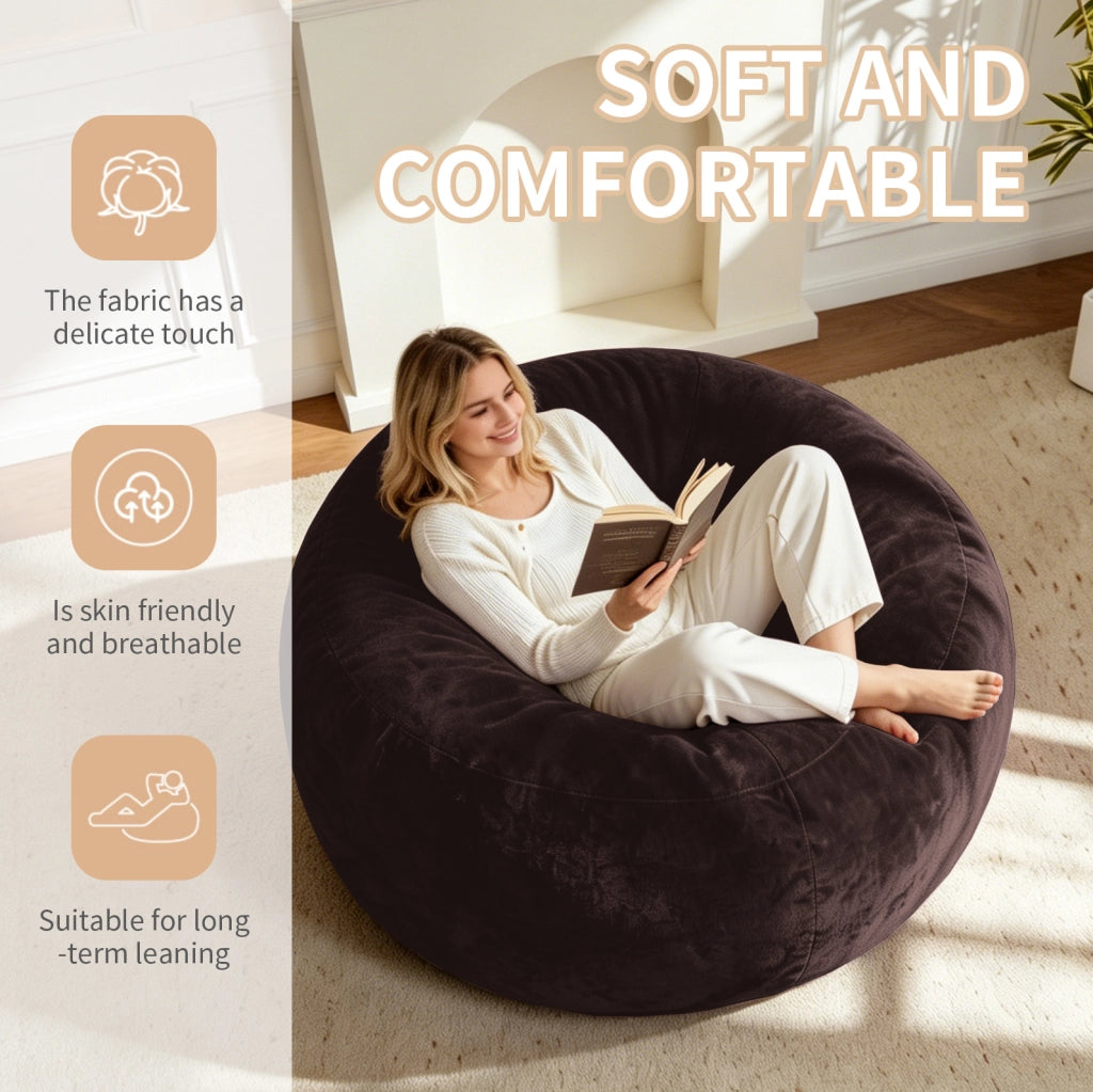 Pouf a pera 4FT 100x100x50 cm marrone in schiuma， per salotto e camera