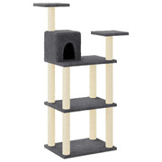 Tiragraffi per gatti torre per arrampicata giocattolo piattaforma per arrampicata con tiragraffi in sisal scuro 118,5 cm grigio 02_0022648