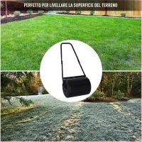 Rullo da Giardino in Metallo Impermeabile Nero, Serbatoio Fino 60 Litri (Acqua o Sabbia), 57x40x123cm
