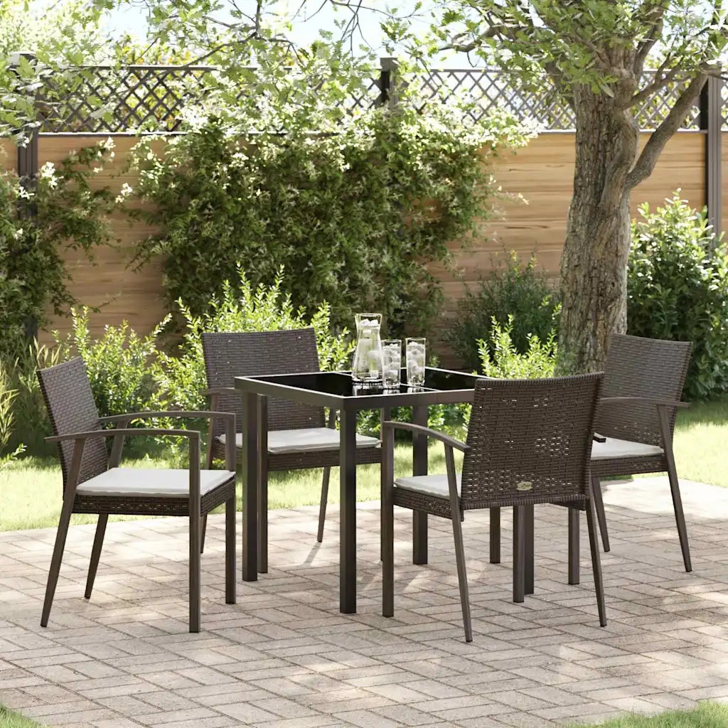 Set da Pranzo per Giardino 5 pcs Marrone e Nero Rattan in PE 3379059