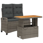 Set da Pranzo da Giardino 2 pz | Set Salotto da Giardino con Cuscini in Polyrattan Grigio