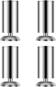 Set di 4 gambe per mobili, 50 x 80 mm, in acciaio inox circolare, adatte per armadi cucina - con cuscini in gomma - sicure e silenziose.