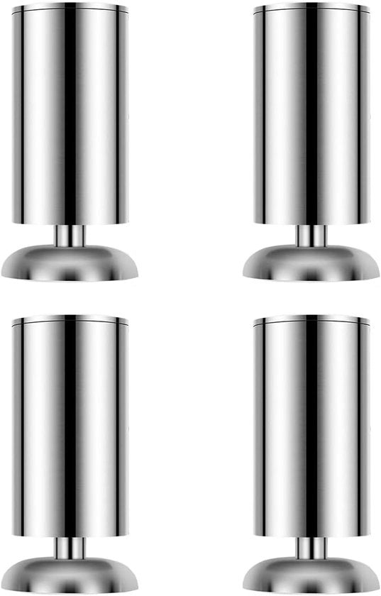 Set di 4 gambe per mobili, 50 x 80 mm, in acciaio inox circolare, adatte per armadi cucina - con cuscini in gomma - sicure e silenziose.