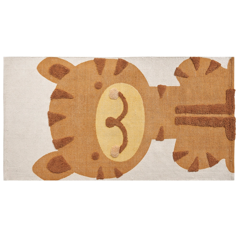 Tappeto per aree multicolore in cotone e poliestere 80 x 150 cm con stampa tigre, per la stanza dei giochi dei bambini.