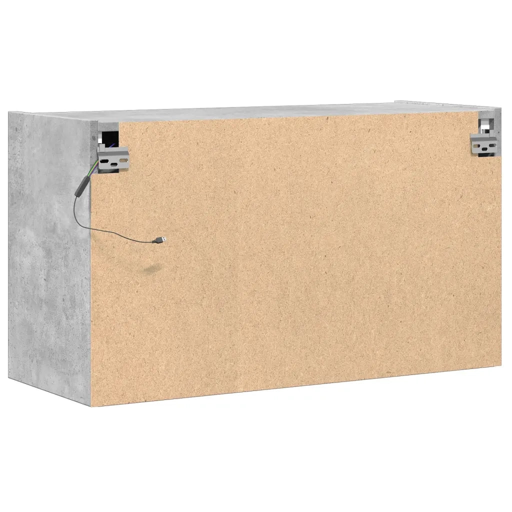 Mobile TV a Parete con Luci LED Grigio Cemento 80x31x45 cm 852288