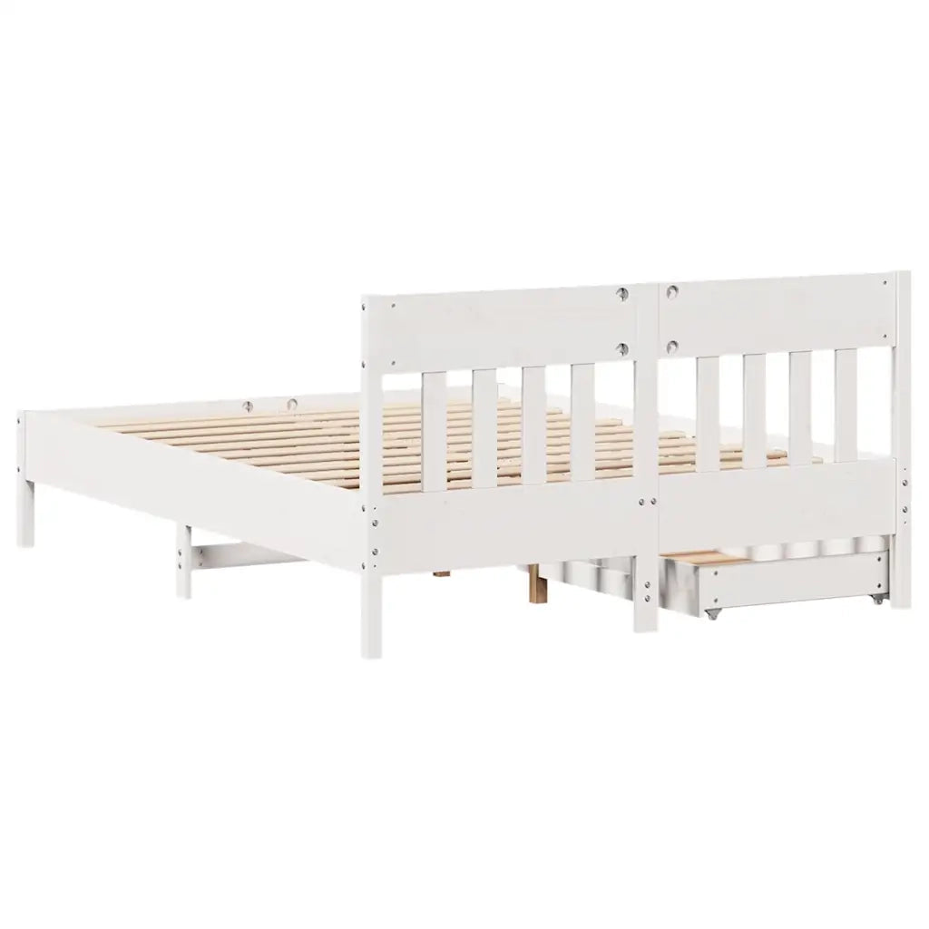 vidaXL Letto senza Materasso Bianco 135x190 cm Legno Massello di Pino
