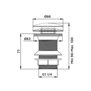 Piletta click clack da 1''1/4 acciaio spazzolato senza troppo pieno
