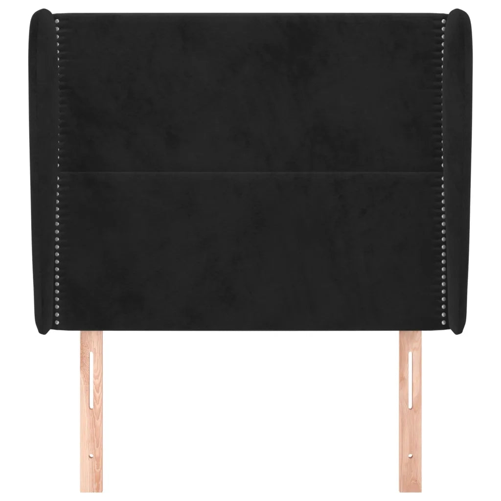 Testiera | Testata ad Orecchio Nera 83x23x118/128 cm in Velluto