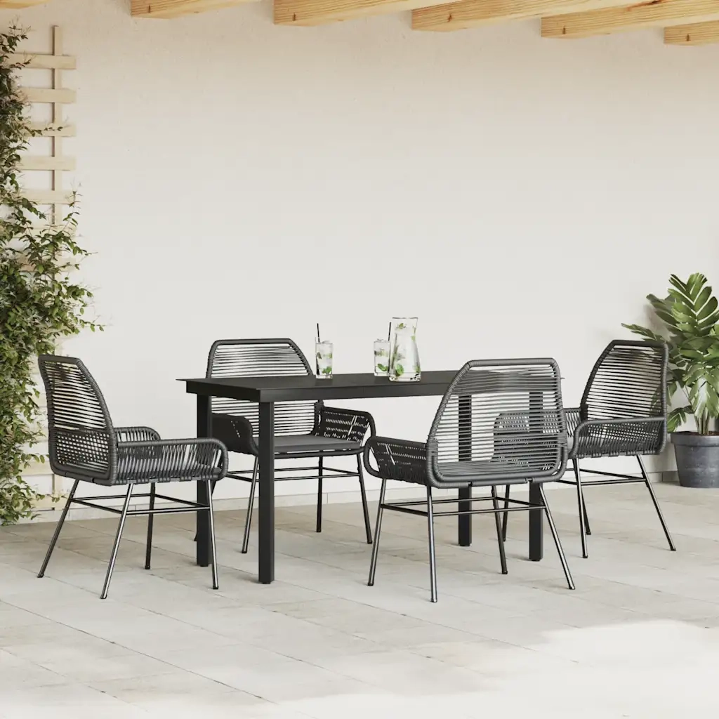 vidaXL Set da Pranzo da Giardino con Cuscini 5 pz Polyrattan Vetro