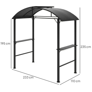Pergolato Da Barbecue Con Doppio Tetto E Ripiani – 233 X 110 X 235 Cm – Acciaio – Grigio Scuro – Ventilazione Per Griglia