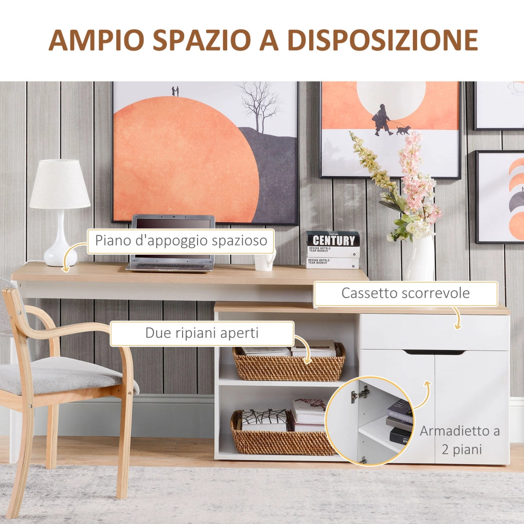 Scrivania Angolare con Libreria ¨C zephmum ¨C Legno e Bianco 140x117x76 cm