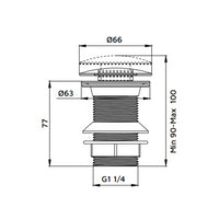 Piletta click clack da 1''1/4 oro opaco senza troppo pieno