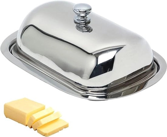 Scatola per Burro per Frigorifero, Burriera in Acciaio Inossidabile 16 x 12cm Tazza per Burro con Coperchio e Maniglia per la Cucina di Famiglia e Ristoranti