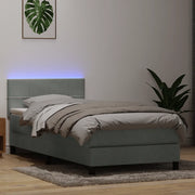 Letto a Molle con Materasso e LED grigio chiaro 90x210 cm Velluto 3316863