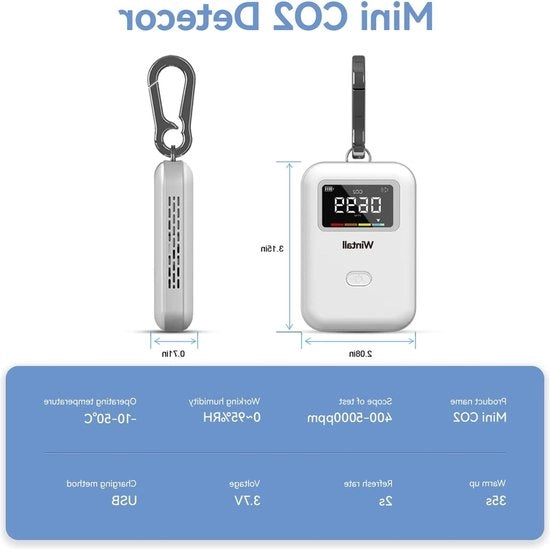 Detettore di CO2 - Monitor della qualità dell'aria per interni, detettore di CO2 silenzioso e leggero