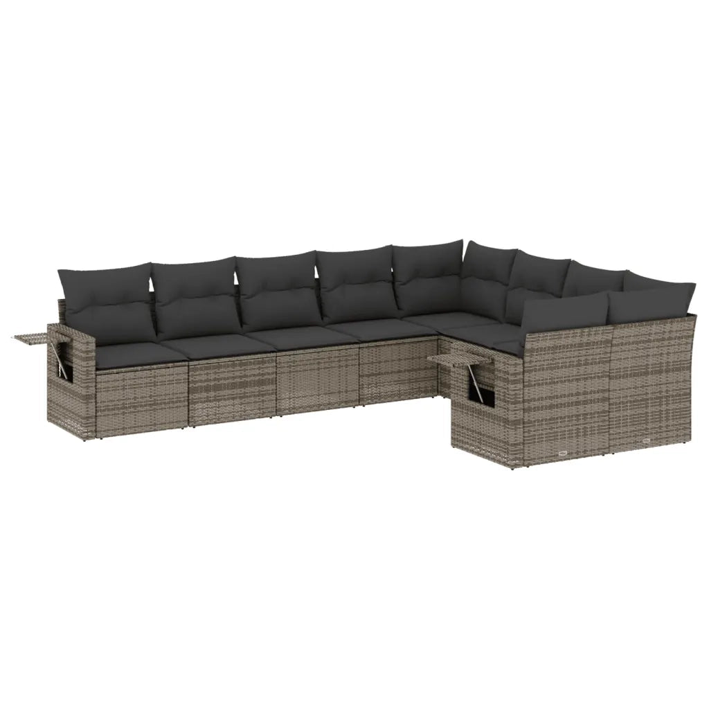 Set Divano da Giardino 9 pz con Cuscini Grigio in Polyrattan 3220639