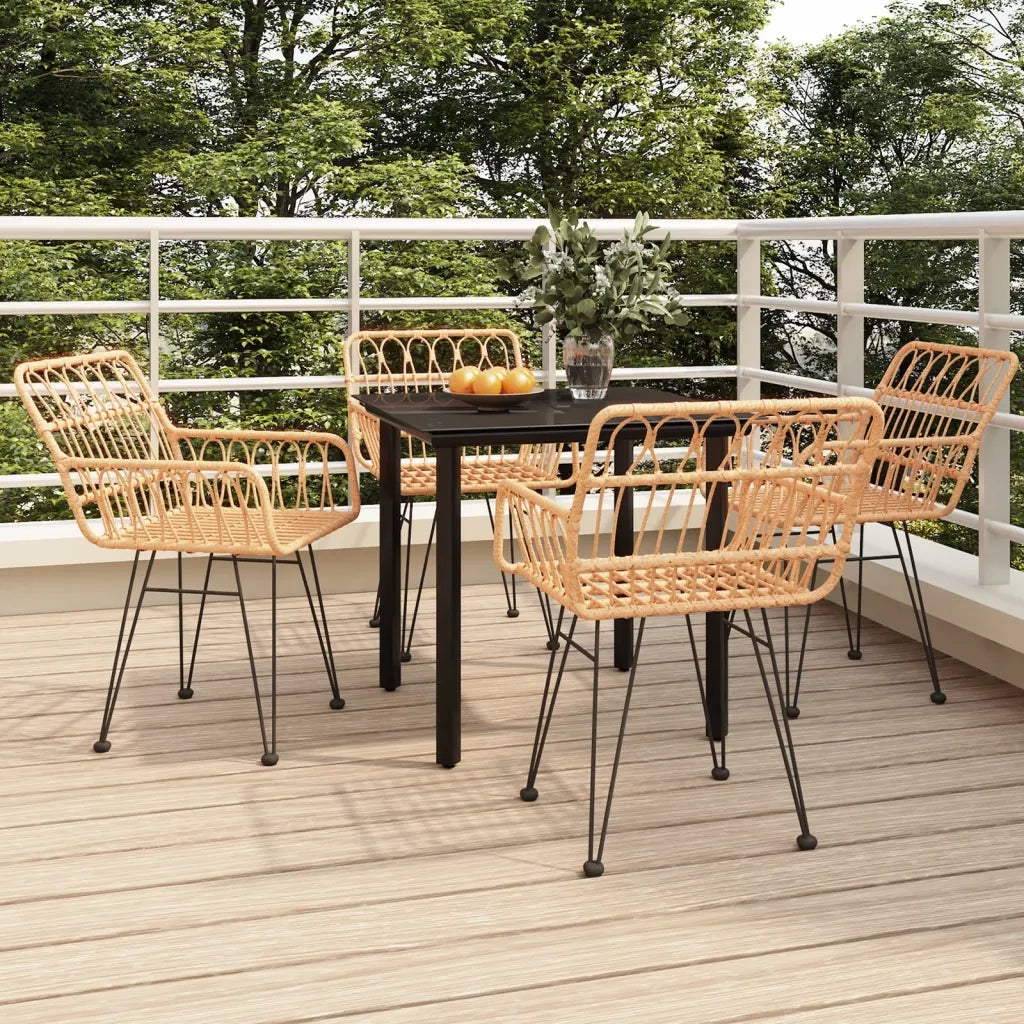 Set da Pranzo da Giardino 5 pz | Set Salotto da Giardino in Polyrattan