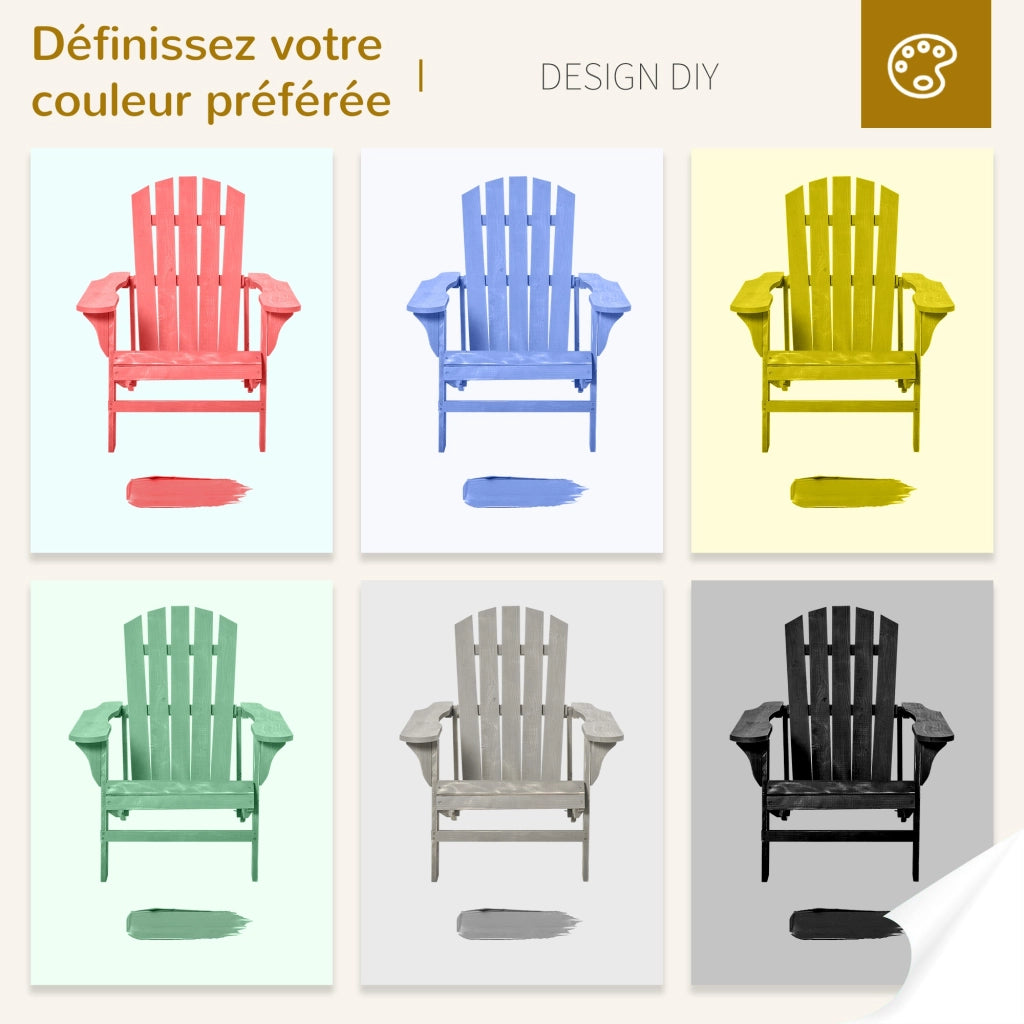 Poltrona Adirondack Giardino ¨C zephmum ¨C Legno Massello 78x89x88 cm