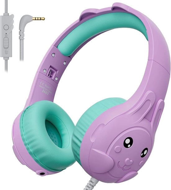 Cuffia per bambini con filo - Cuffia per bambini - Cuffia per la testa con filo - Volume di sicurezza - Scuola - Tablet - Laptop - Viaggio - Ascolto della musica