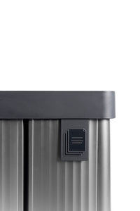 Pattumiera Alta 54L Interno Esterno Keter Verto Recycle 43,5x26,5x68,7 cm con Bordo Copri Sacco in Plastica Grigio Perla