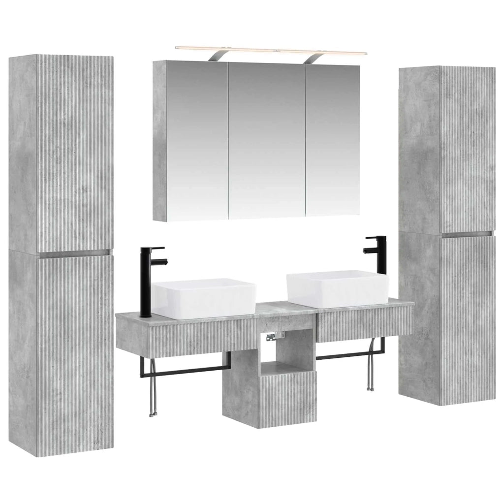 Set di mobili per il bagno 6 pcs Grigio Cemento 3407194