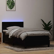 vidaXL Giroletto a Molle con Materasso Nero 90x210 cm in Velluto