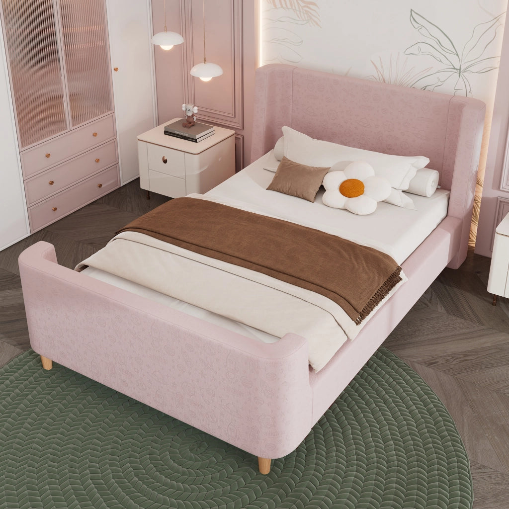 letto singolo velluto rosa 90 x 200 cm