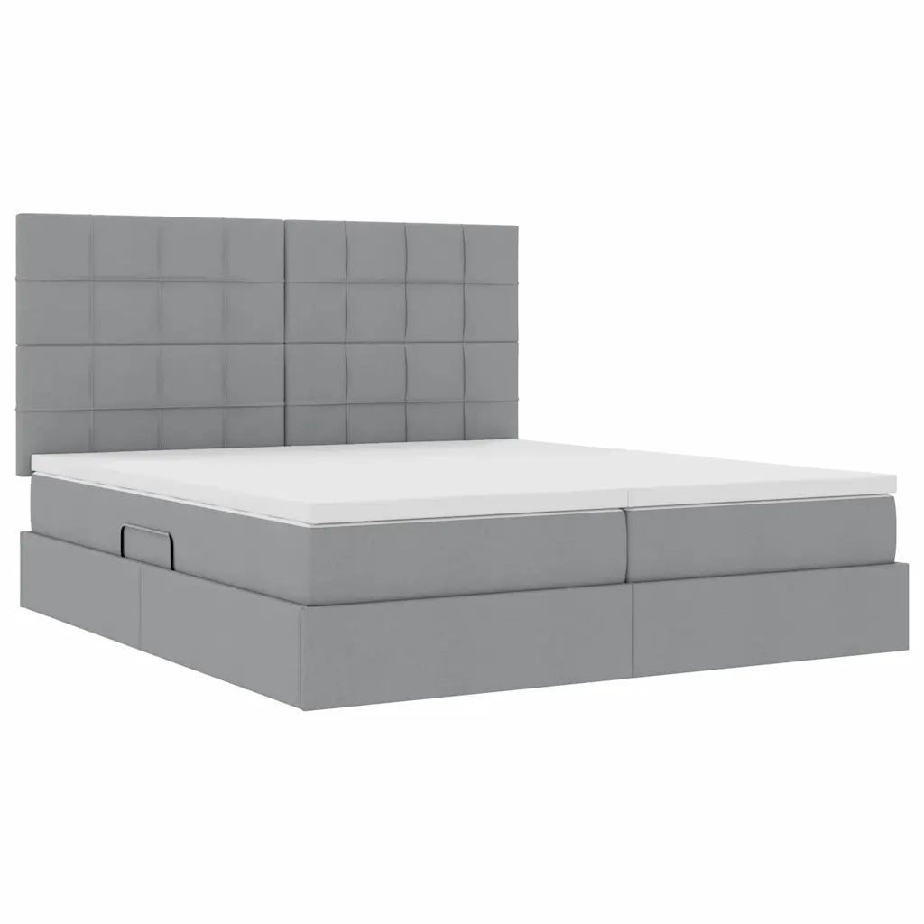 Letto con Contenitore Grigio Chiaro 200 x 200 cm Tessuto
